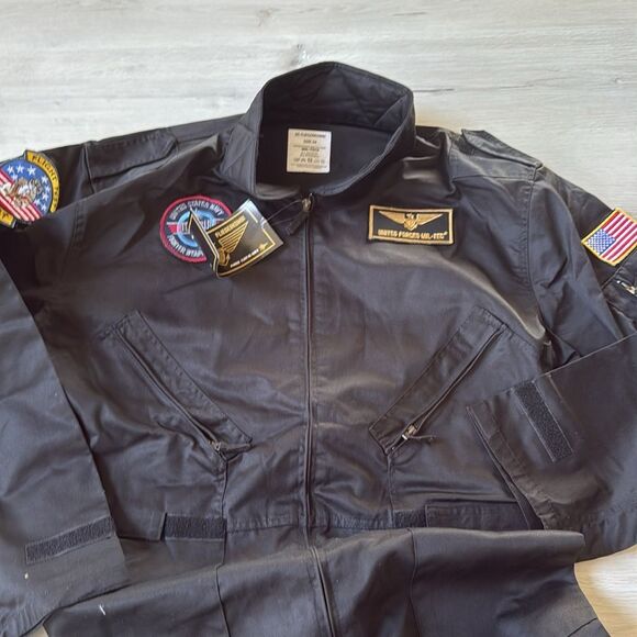 Mil-Tec US Flight Coverall w/ Patches Mens Aircrew Flightsuit Airforce Black Nwt - Picture 5 of 5